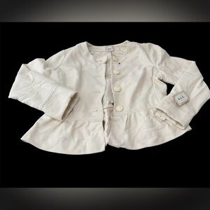 ECI New York ivory ruffle short cropped blazer jacket 14